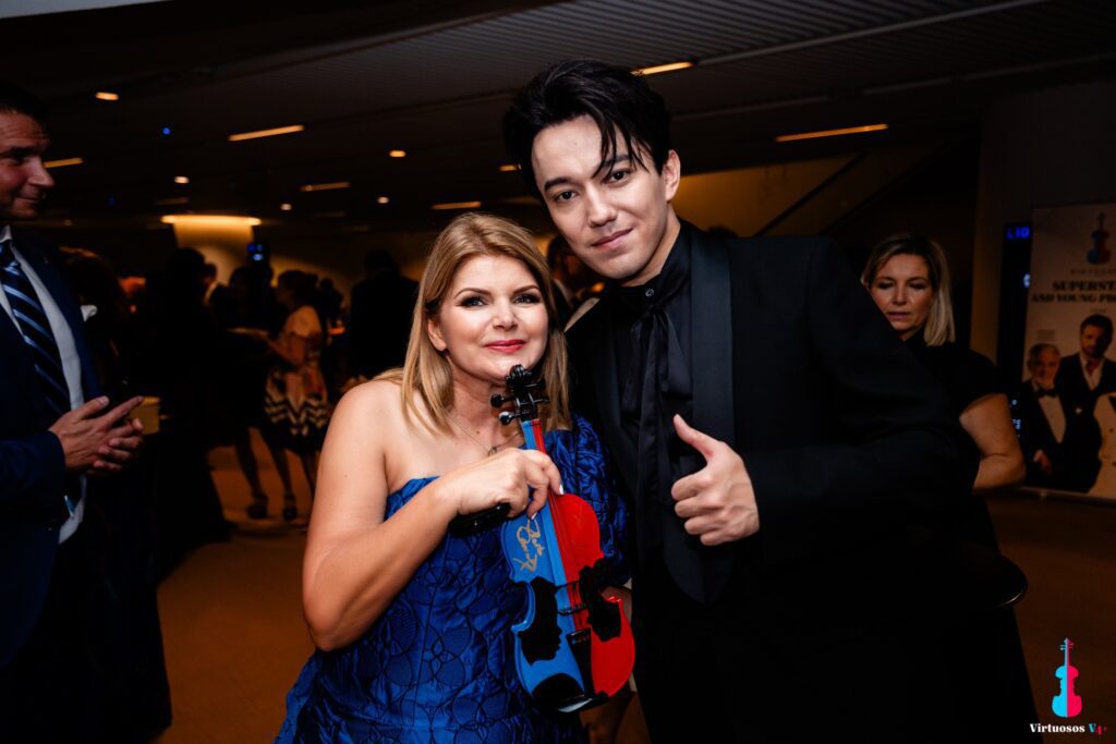 Dimash Qudaibergen in Singapore with Virtuosos Talent Show Mariann Peller